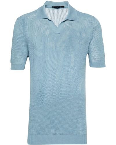 Tagliatore Jake Open-knit Polo Shirt - Blue
