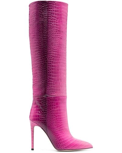 Paris Texas Crocodile-effect 105mm Leather Boots - Pink