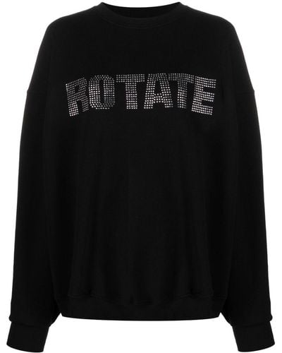 ROTATE BIRGER CHRISTENSEN Crystal-logo Organic Cotton Sweatshirt - Black