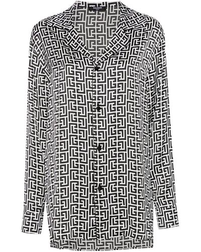 Balmain Camicia Monogramma - Gray