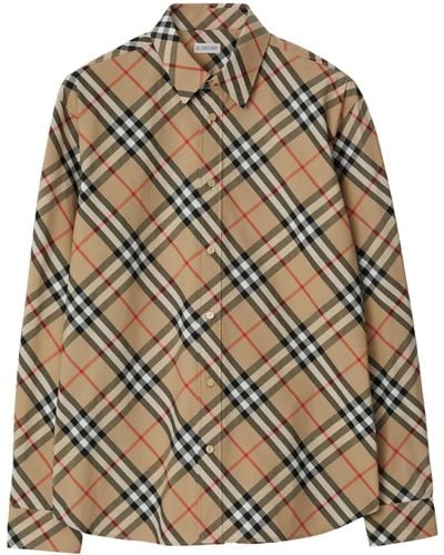 Burberry Camicia In Cotone Check - Natural