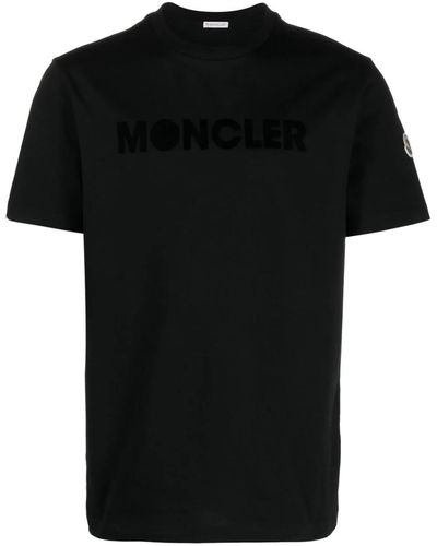 Moncler T-shirt nera con stampa logo - Nero