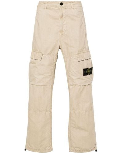Stone Island Compass-badge Straight Trousers - Natural
