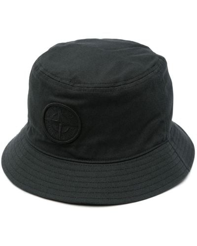 Stone Island Compass-Motif Cotton Bucket Hat - Black