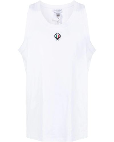 Dolce & Gabbana Logo-embroidery Tank Top - White