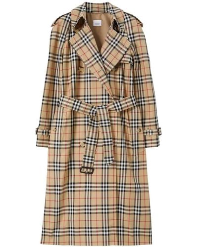 Burberry Trench coat in gabardine di cotone check - Neutro