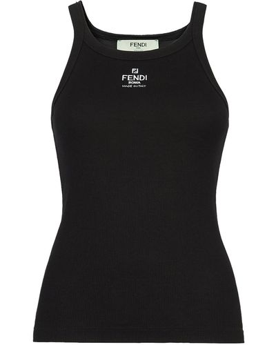 Fendi Ribbed Tank Top - Black