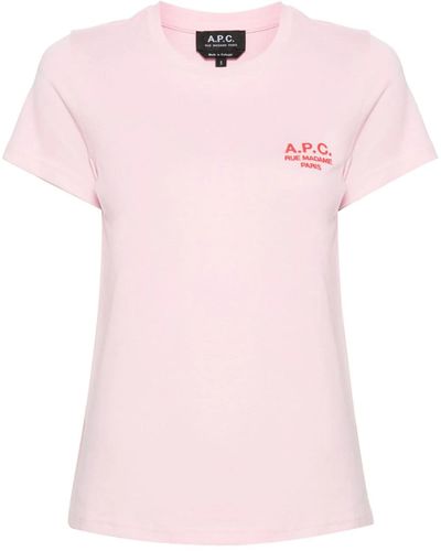 A.P.C. T-shirt con ricamo - Rosa