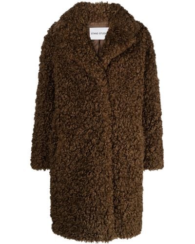 Stand Studio Camille Cocoon Faux-shearling Coat - Brown