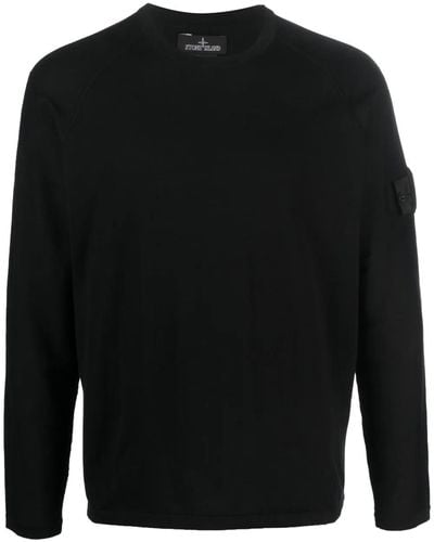 Stone Island Shadow Project Logo-patch Long-sleeve Top - Black