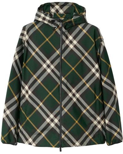 Burberry Giacca a quadri con zip - Verde