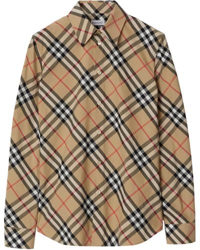 Burberry Camicia con vestibilità slim in cotone check - Marrone