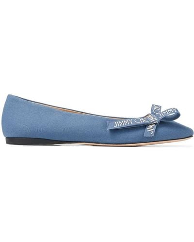 Jimmy Choo Veda Bow-detail Ballerina Shoes - Blue