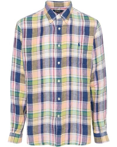 Polo Ralph Lauren Camicia in lino scozzese custom-fit - Blu