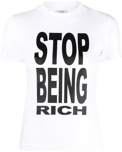 Vetements T-shirt Stop Being Rich - Bianco