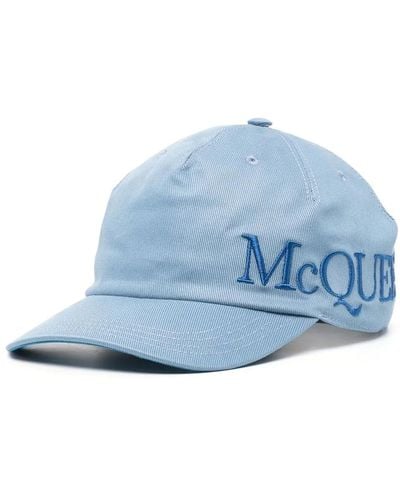 Alexander McQueen Cappello da baseball con ricamo - Blu