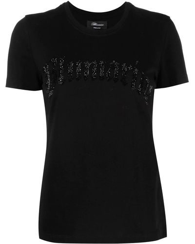 Blumarine Logo Crew-neck Cotton T-shirt - Black
