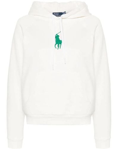 Polo Ralph Lauren Felpa Con Cappuccio Big Pony - White