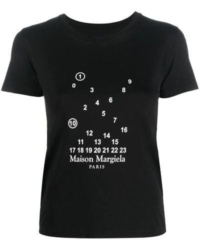 Maison Margiela Numbers-motif Cotton T-shirt - Black