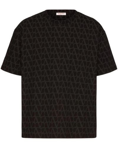 Valentino Garavani T-shirt in cotone con stampa toile iconographe all over - Nero