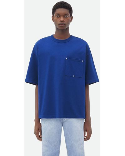 Bottega Veneta T-shirt In Jersey Con Tasca A V - Blu