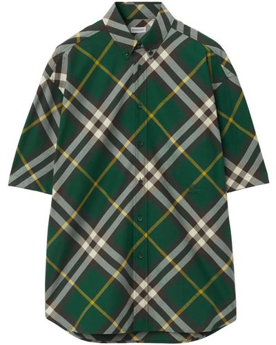 Burberry Camicia in cotone con motivo check - Verde