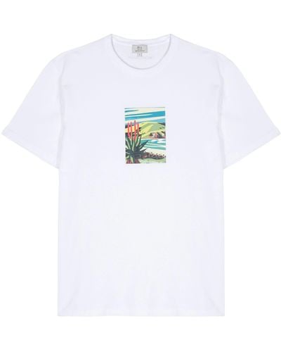 Woolrich T-shirt In Cotone Con Stampa paesaggio - White