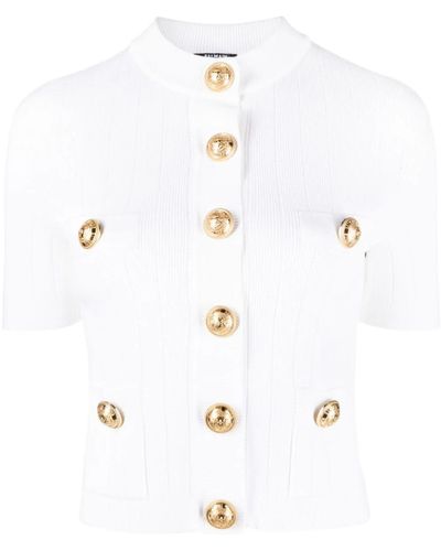 Balmain Cardigan a maniche corte con bottoni - Bianco