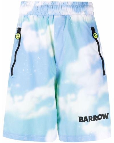 Barrow Logo-print Rainbow-tape Shorts - Blue