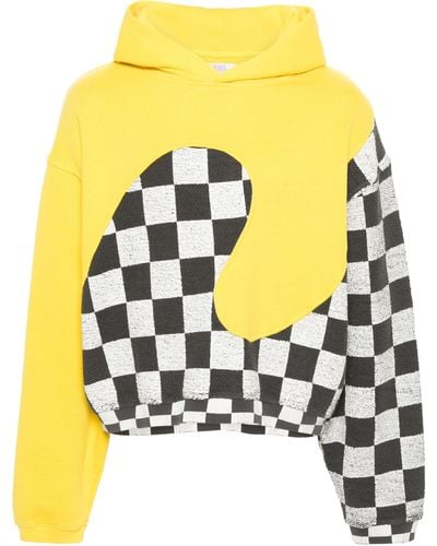 ERL Checker Swirl Hoodie Knit - Yellow