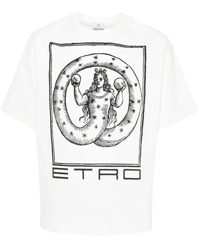 Etro T-shirt in cotone con stampa grafica - Bianco