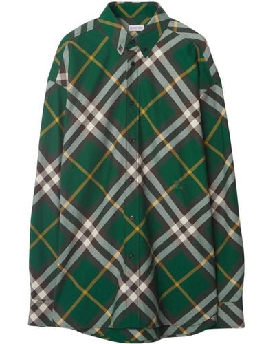 Burberry Camicia a quadri con ricamo - Verde