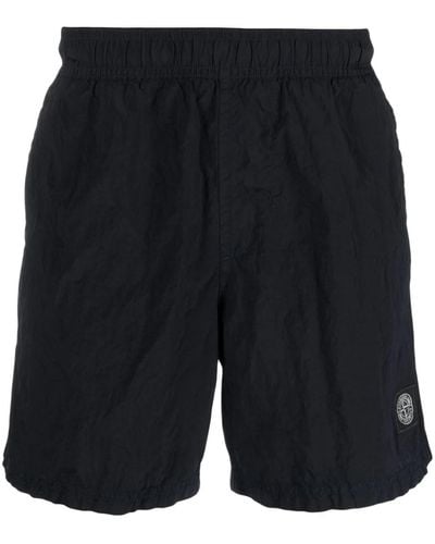 Stone Island Shorts Da Mare Con Logo - Black