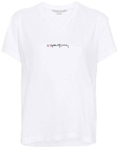 Stella McCartney Logo-Embroidered Cotton T-Shirt - White