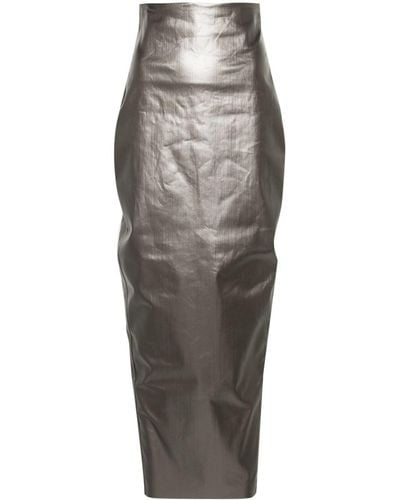 Rick Owens Coated Denim Skirt - Grey