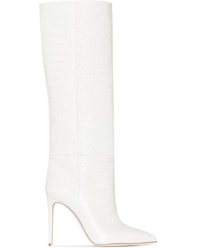 Paris Texas 105mm Embossed Leather Knee-high Boots - White