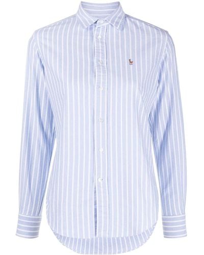 Polo Ralph Lauren Camicia In Oxford Con Logo Ricamato - Blu