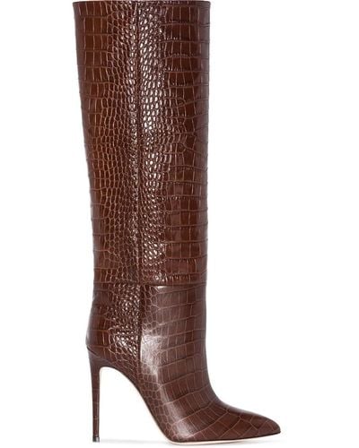 Paris Texas 105 Mock Croc Leather Knee-high Boots - Brown