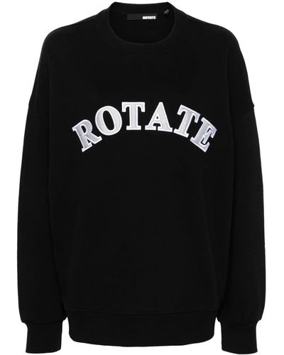 ROTATE BIRGER CHRISTENSEN Logo-patch Organic-cotton Sweatshirt - Black