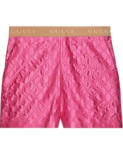 Gucci Silk Embroidered Shorts - Pink