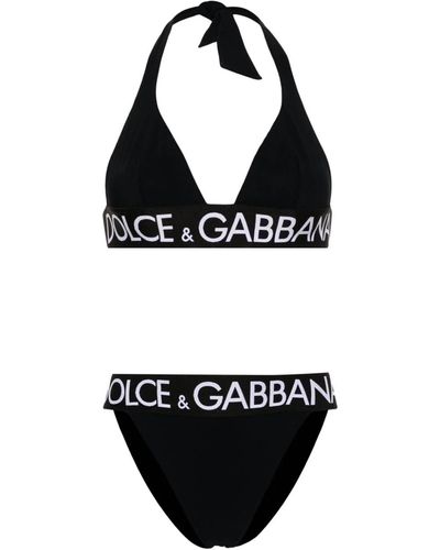 Dolce & Gabbana Reggiseno a triangolo con banda logo - Nero