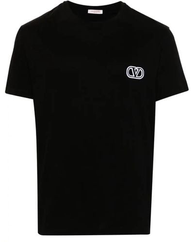 Valentino Garavani T-shirt In Cotone Con Patch Vlogo Signature - Black
