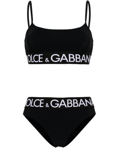 Dolce & Gabbana Bikini stile bralette con banda logo - Nero