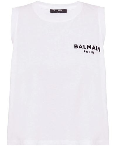 Balmain Top con logo - Bianco