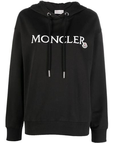 Moncler Embroidered-logo Cotton Hoodie - Black