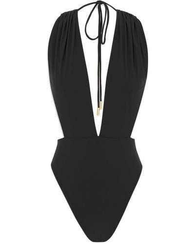 Saint Laurent Costume da bagno a schiena nuda con scollatura - Nero