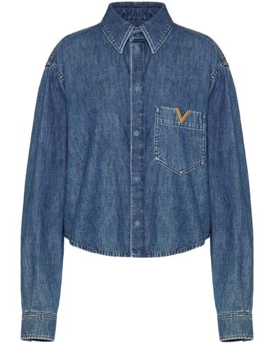 Valentino Garavani Vgold Chambray Denim Shirt - Blue