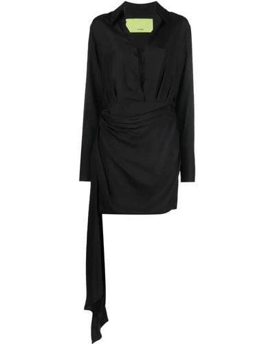 GAUGE81 V-neck Draped Dress - Black