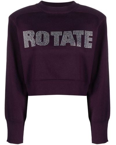 ROTATE BIRGER CHRISTENSEN Logo-embellished Cropped Sweatshirt - Purple