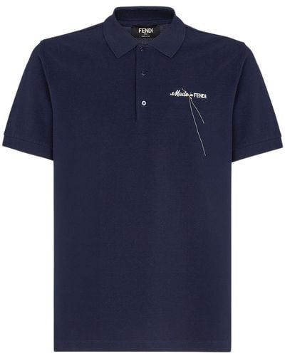 Fendi Polo In Piquet Blu - Blue